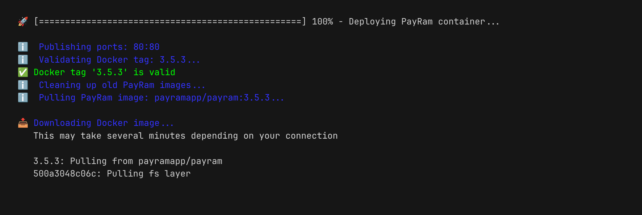 Pulling the PayRam image and deploying the container